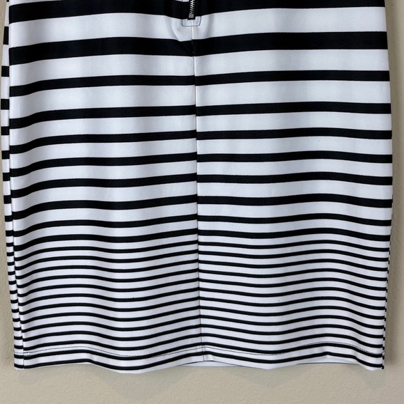 A'Gaci Black/White Striped Mini Skirt with Back Zipper Closure; Size L - Picture 6 of 7